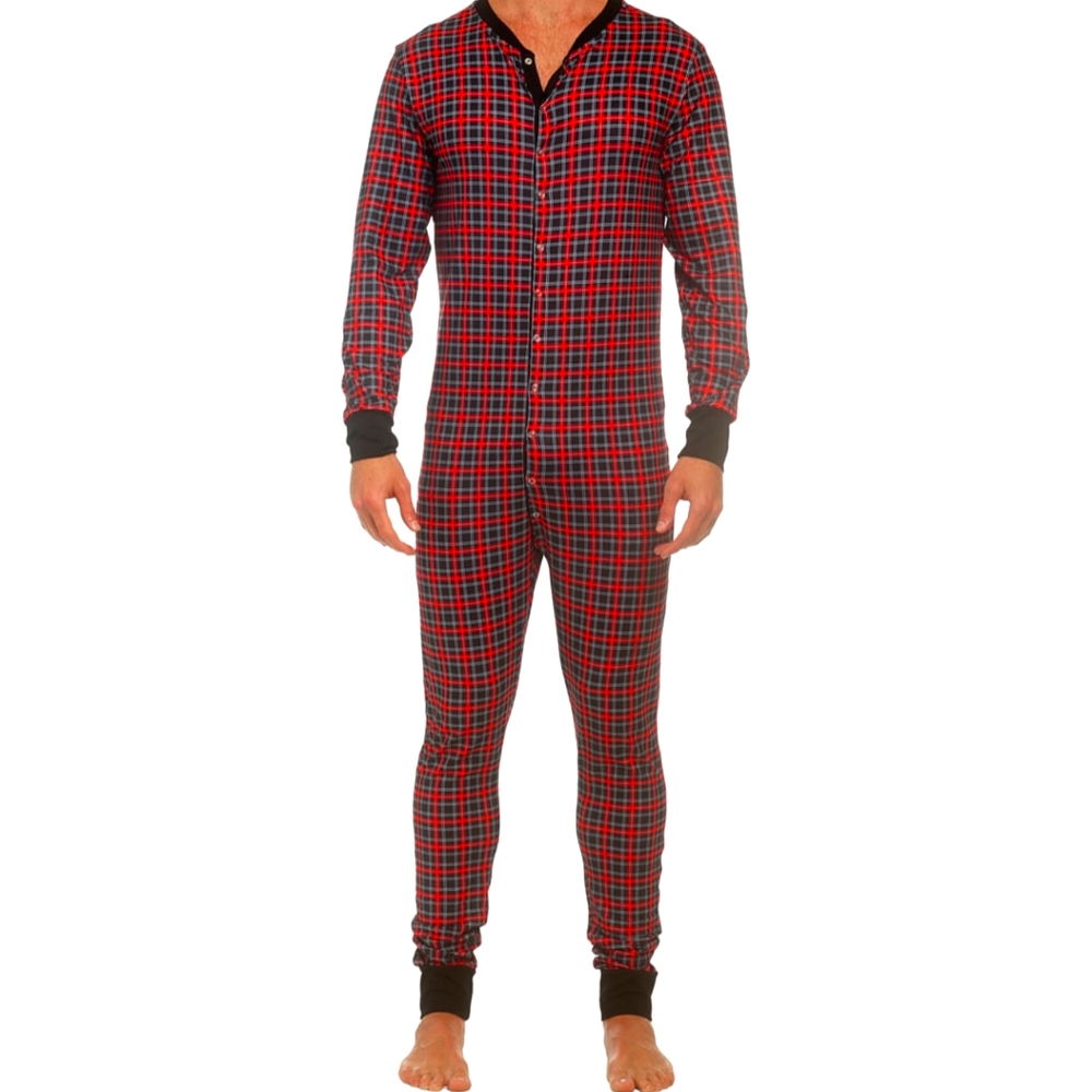 Skull & Bones - new (the bag was destroyed by USPS) - Tartan Plaid Unionsuit